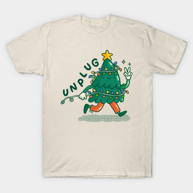 Unplug - Christmas Tree T-Shirt by Tania Tania